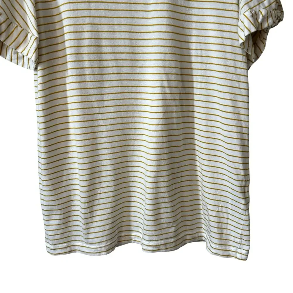 BANANA REPUBLIC Designer Tee Striped Puff Blouse Top Modal Blend Butter Yellow M